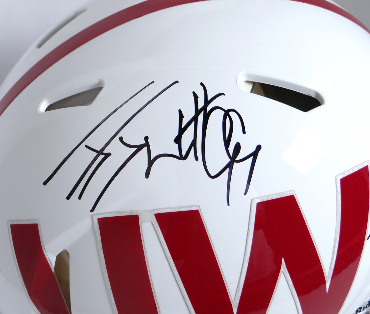 Derek, TJ, JJ Watt Signed Badgers White TB Speed Authentic Helmet w/ Insc- JSA W *Black