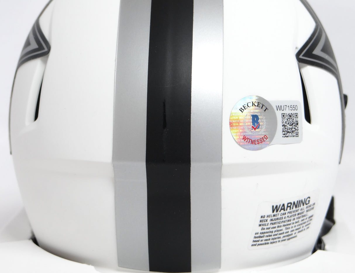 Troy Aikman Autographed Cowboys Lunar Mini Helmet - Beckett W Hologram *Blue