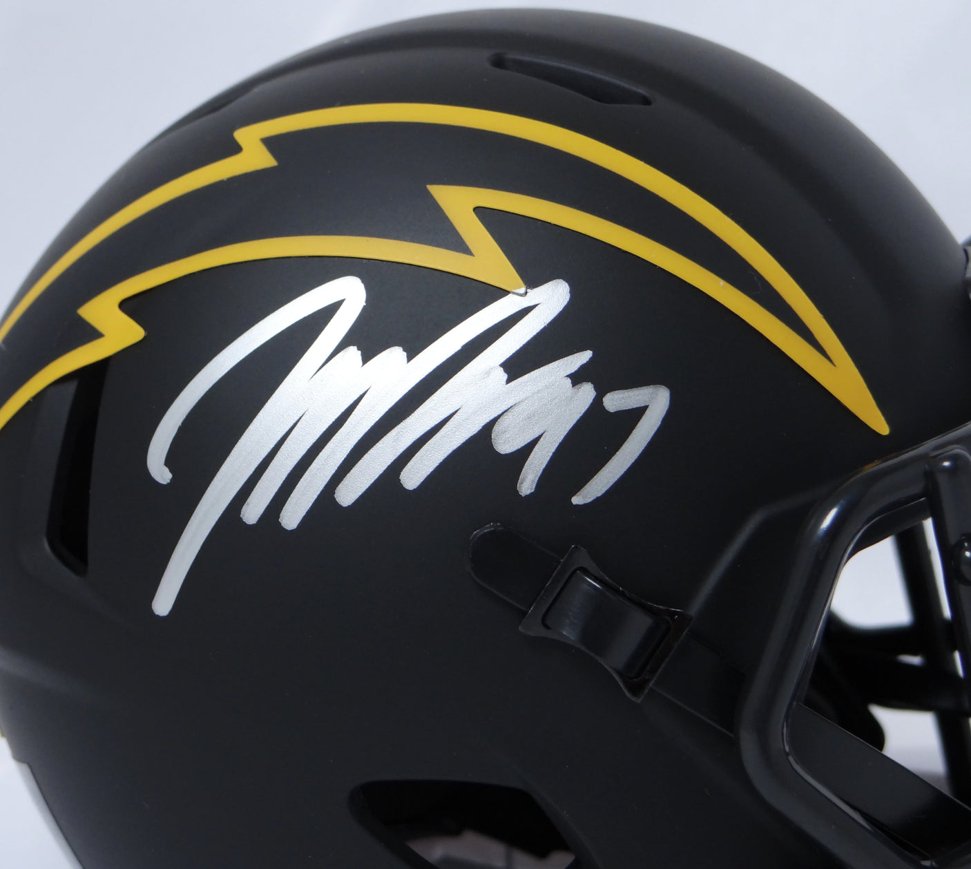 Joey Bosa Autographed Chargers Eclipse Speed Mini Helmet- Beckett W *Silver