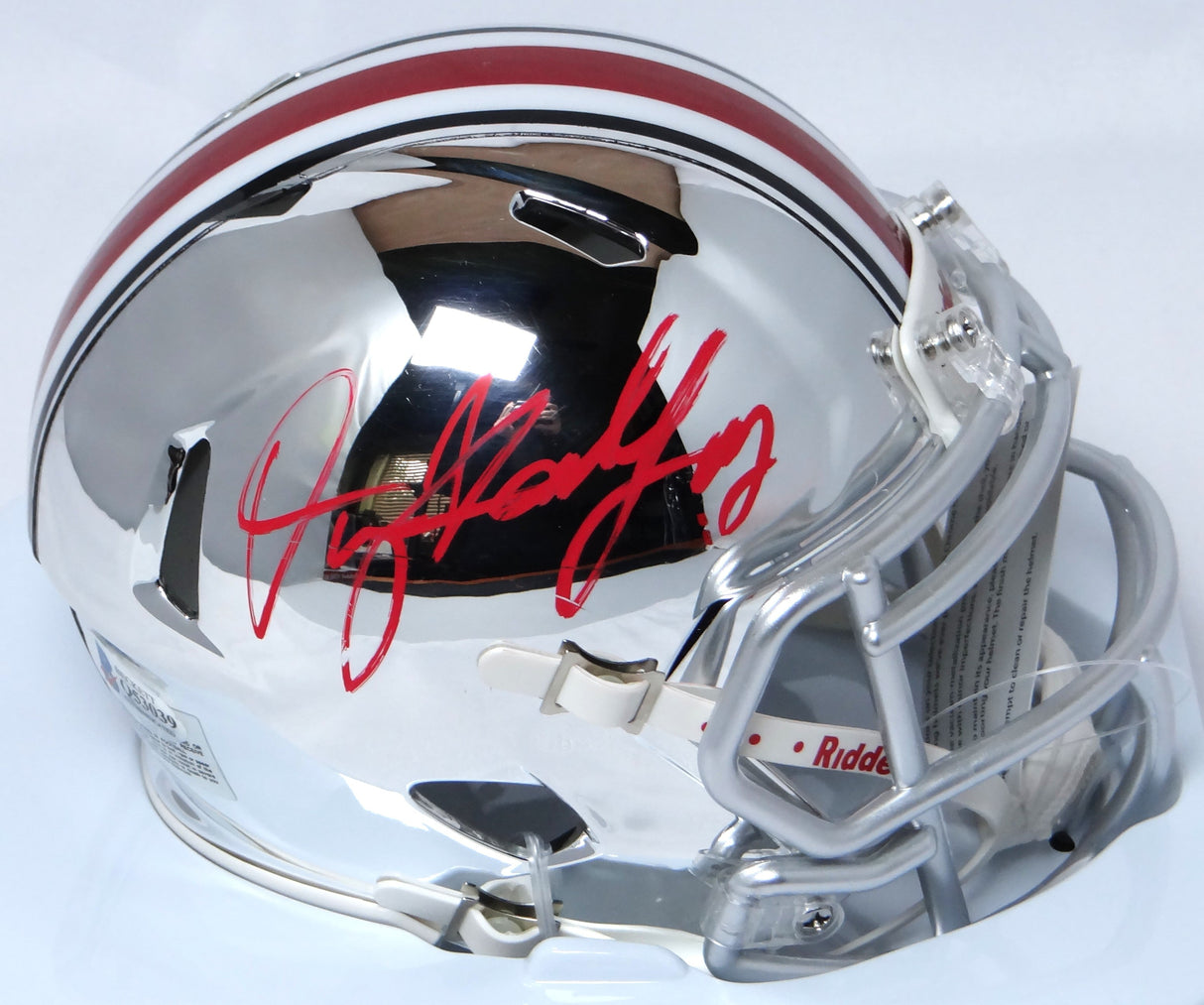 Dwayne Haskins Autographed Buckeyes Chrome Speed Mini Helmet- Beckett Auth *Red