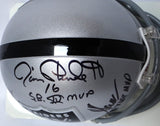 Allen, Biletnikoff, Plunkett Autographed Raiders Speed Mini Helmet w/ SB MVP - JSA *Black