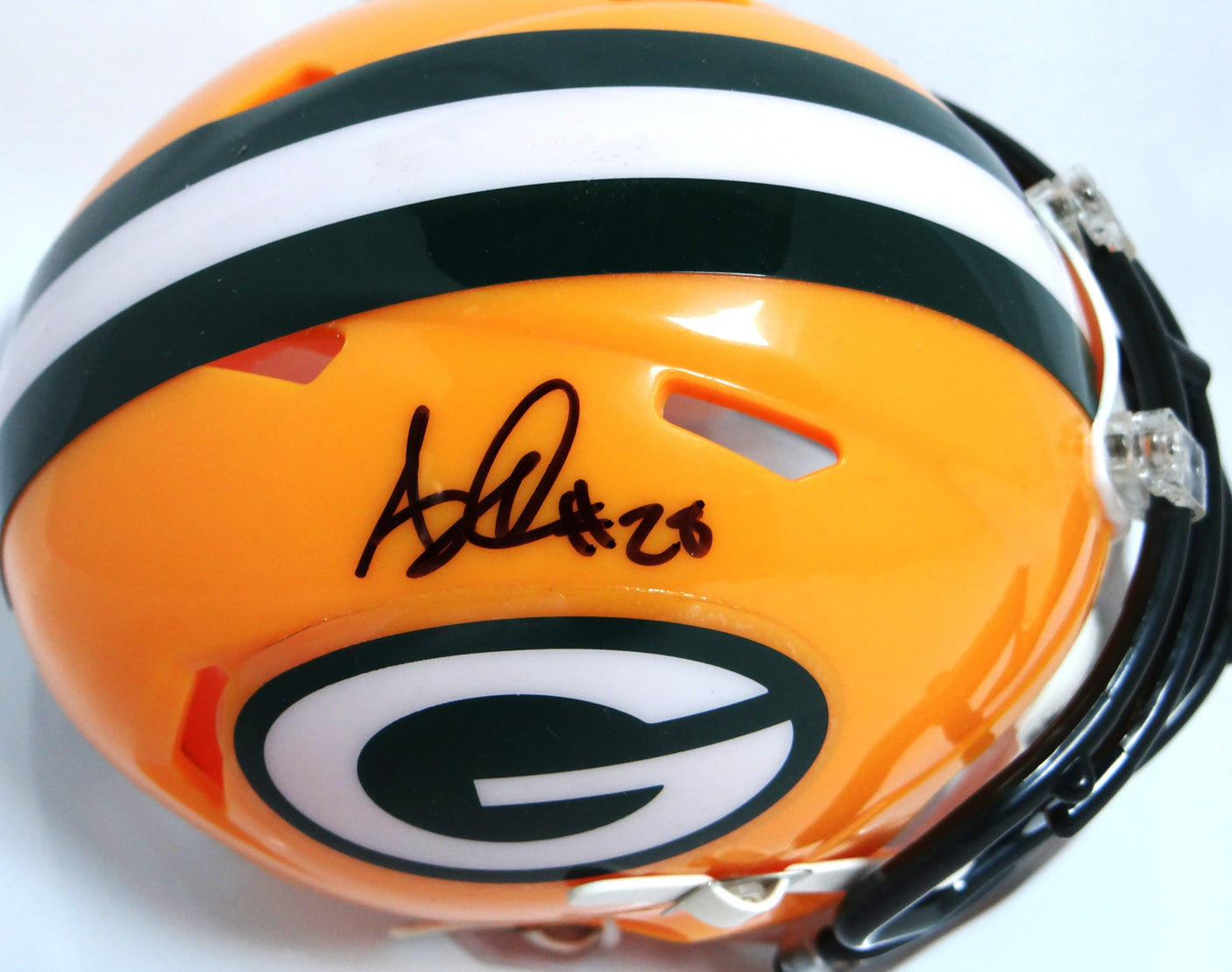 AJ Dillon Autographed Green Bay Packers Speed Mini Helmet - JSA *Black