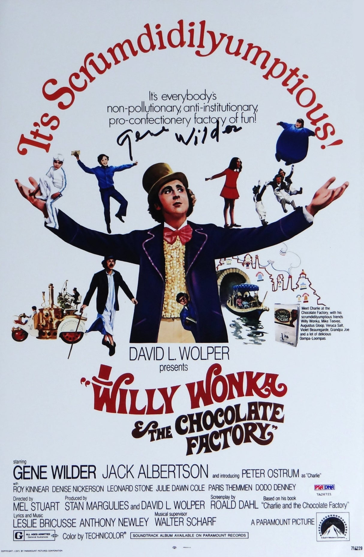Gene Wilder Autographed 11x17 Movie Poster Photo - PSA/DNA *Black