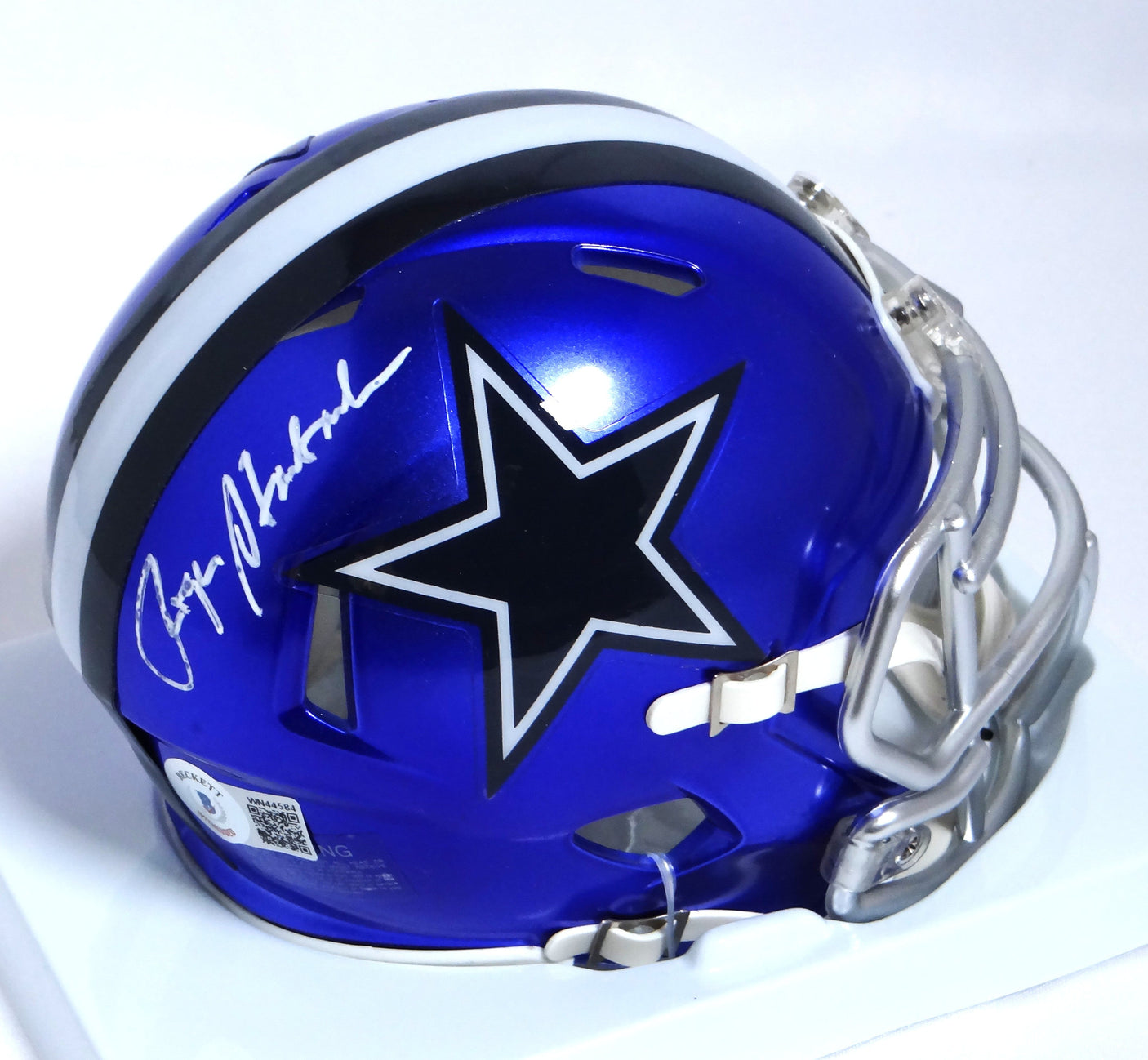 Roger Staubach Autographed Cowboys Flash Mini Helmet -Beckett W Holo * White