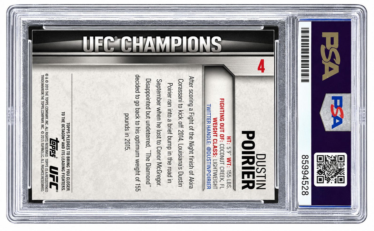 Dustin Poirier Signed 2015 Topps #4 Trading Card MMA Champions PSA/DNA