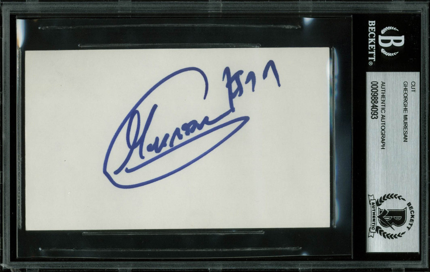 Bullets Gheorghe Muresan Authentic Signed 3x5 Index Card BAS Slabbed