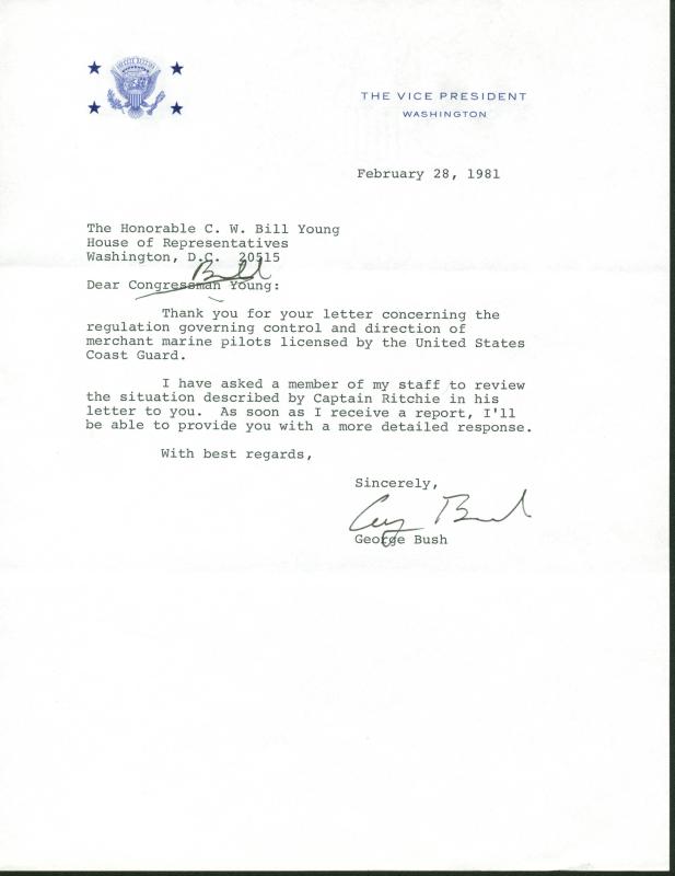 George H.W. Bush Authentic Signed 1981 Letter As Vp W/ Darvick COA & PSA #X03389