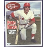 Pete Rose Signed In Black 11x14 Cincinnati Reds Sports Digest Cover Photo JSA