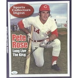 Pete Rose Signed In Black 11x14 Cincinnati Reds Sports Digest Cover Photo JSA