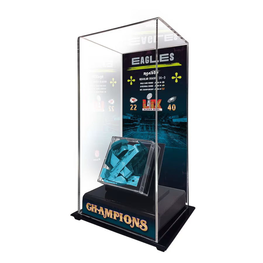 Philadelphia Eagles Super Bowl LIX Champions Tall Display Case with Game-Used Confetti