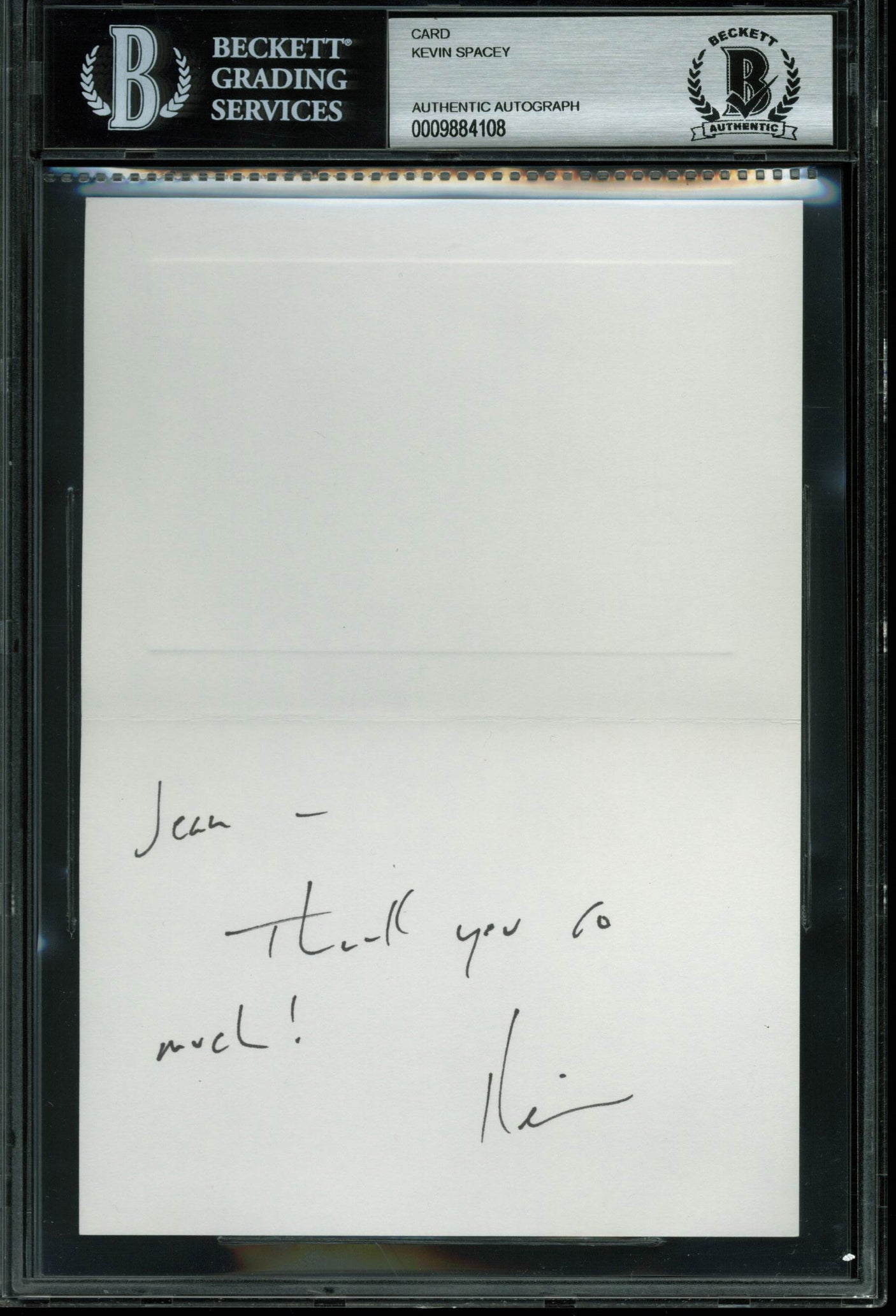 Kevin Spacey House Of Cards Authentic Signed 3.5x5 Thank You Card BAS Slabbed