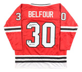 Ed Belfour Chicago Signed Red Hockey Jersey HOF 2011 BAS