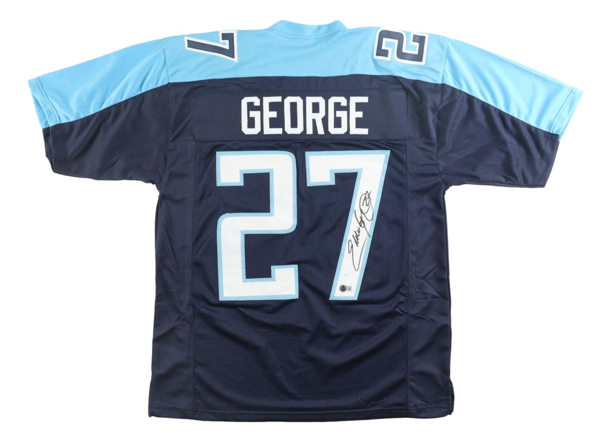 Eddie George Tennessee Signed Navy Blue Football Jersey BAS