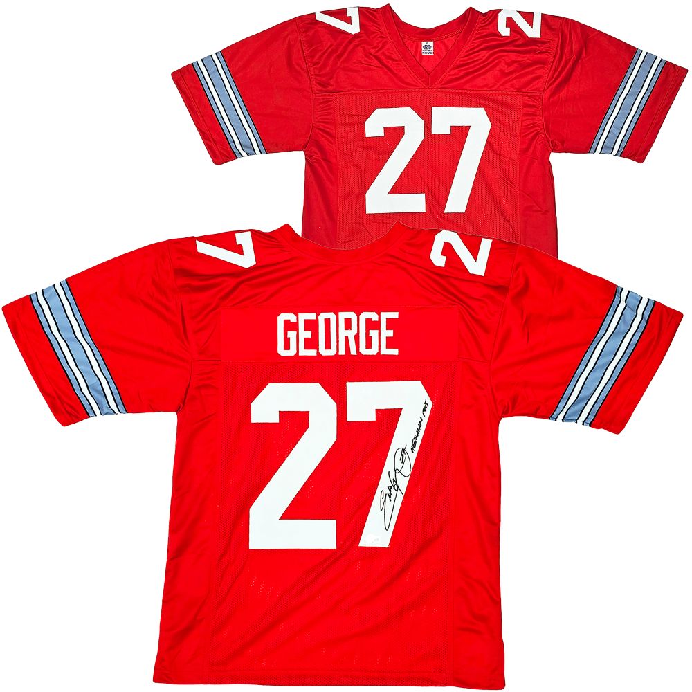 Eddie George Ohio State Signed Red Football Jersey Heisman 1995 BAS