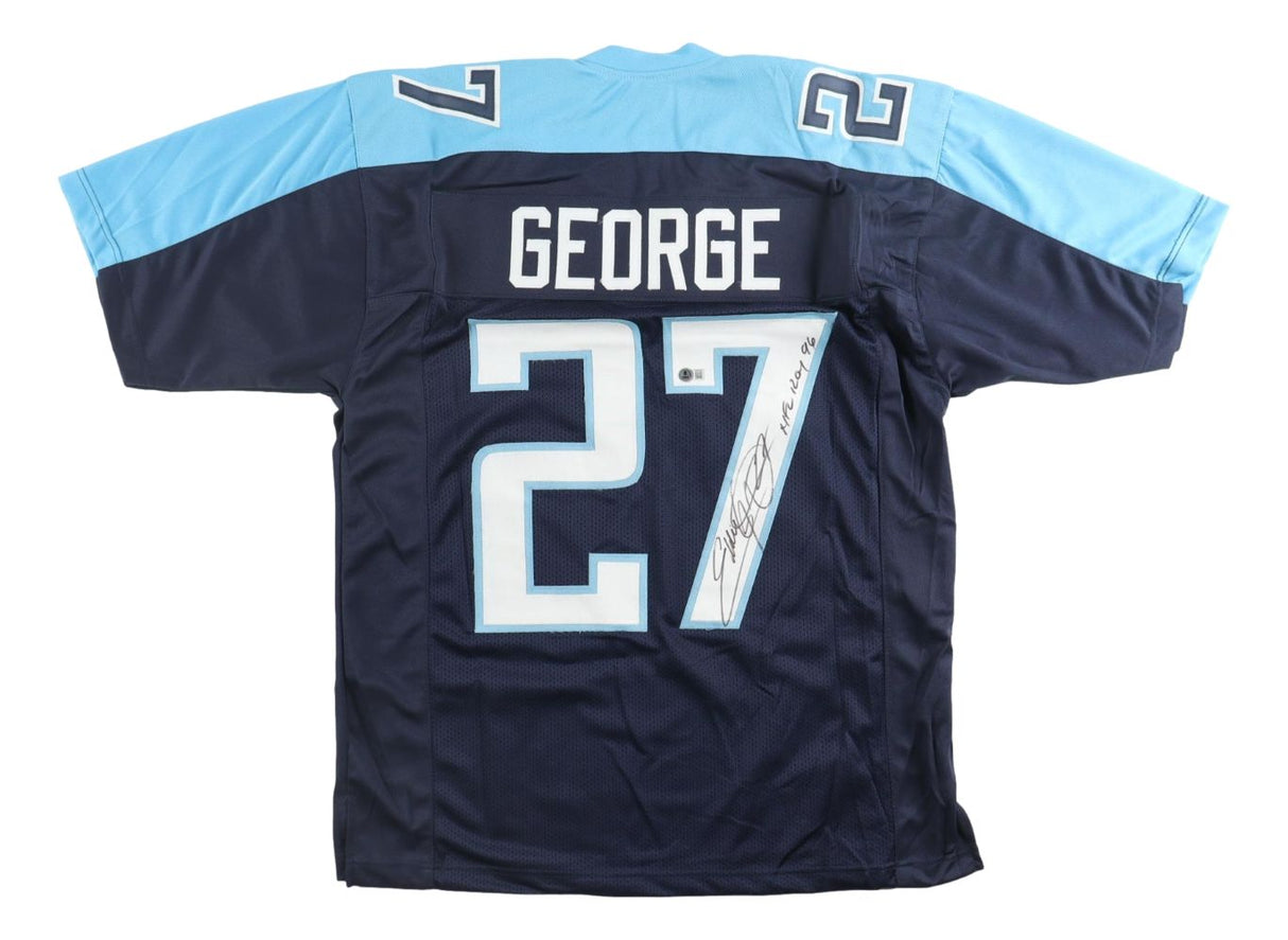 Eddie George Tennessee Signed Navy Blue Football Jersey NFL ROY 96 BAS