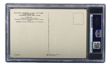 Eddie Mathews Signed 4x6 Milwaukee Braves HOF Plaque Card PSA/DNA 85025794 - Sports Integrity