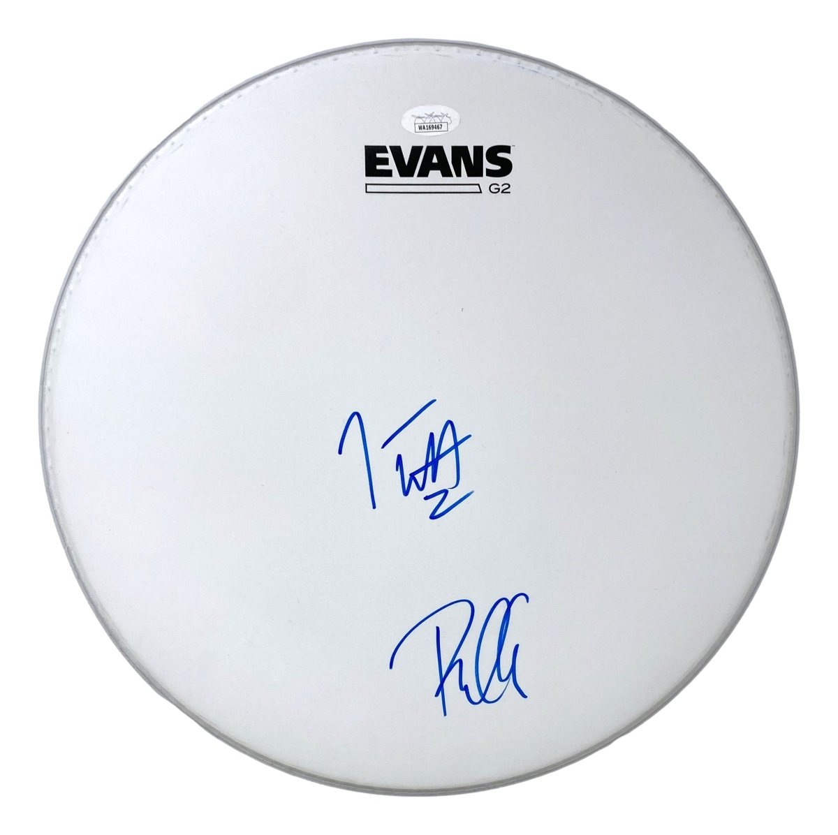 Joe Elliott Phil Collen Def Leppard Signed 13" Flt White Evans Drum Head JSA ITP - Sports Integrity