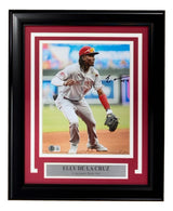 Elly De La Cruz Signed Framed 8x10 Cincinnati Reds Fielding Photo BAS
