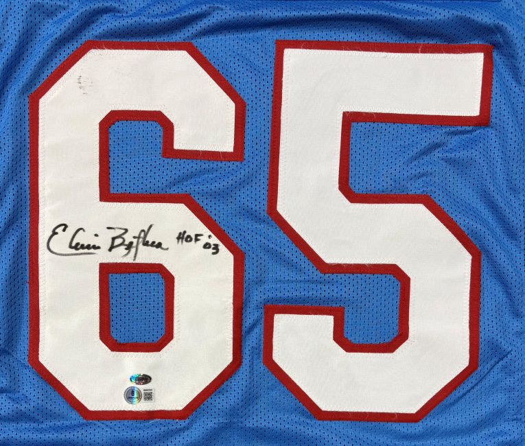Elvin Bethea Houston Signed Light Blue Football Jersey HOF 03 BAS