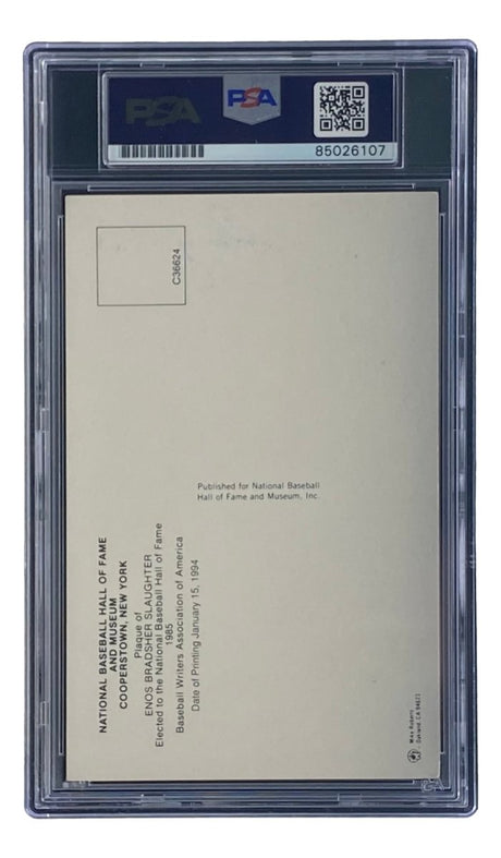 Enos Slaughter Signed 4x6 St Louis Cardinals HOF Plaque Card PSA/DNA 85026107 - Sports Integrity