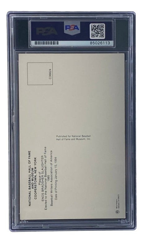 Enos Slaughter Signed 4x6 St Louis Cardinals HOF Plaque Card PSA/DNA 85026113 - Sports Integrity