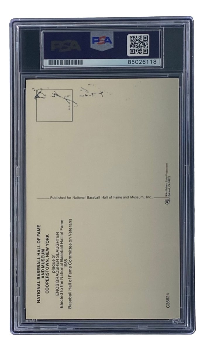 Enos Slaughter Signed 4x6 St Louis Cardinals HOF Plaque Card PSA/DNA 85026118 - Sports Integrity