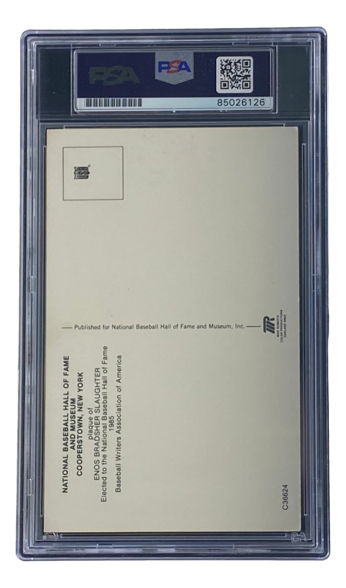 Enos Slaughter Signed 4x6 St Louis Cardinals HOF Plaque Card PSA/DNA 85026126 - Sports Integrity