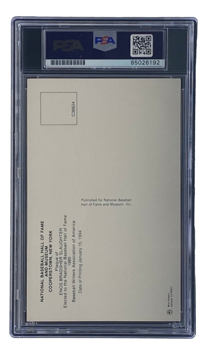 Enos Slaughter Signed 4x6 St Louis Cardinals HOF Plaque Card PSA/DNA 85026192 - Sports Integrity