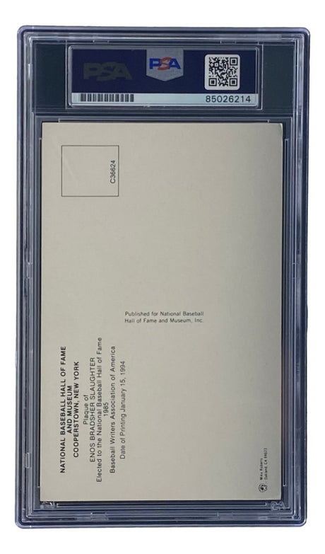 Enos Slaughter Signed 4x6 St Louis Cardinals HOF Plaque Card PSA/DNA 850262826 - Sports Integrity