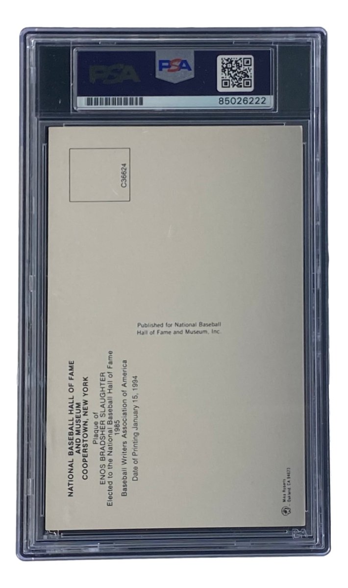 Enos Slaughter Signed 4x6 St Louis Cardinals HOF Plaque Card PSA/DNA 85026222 - Sports Integrity