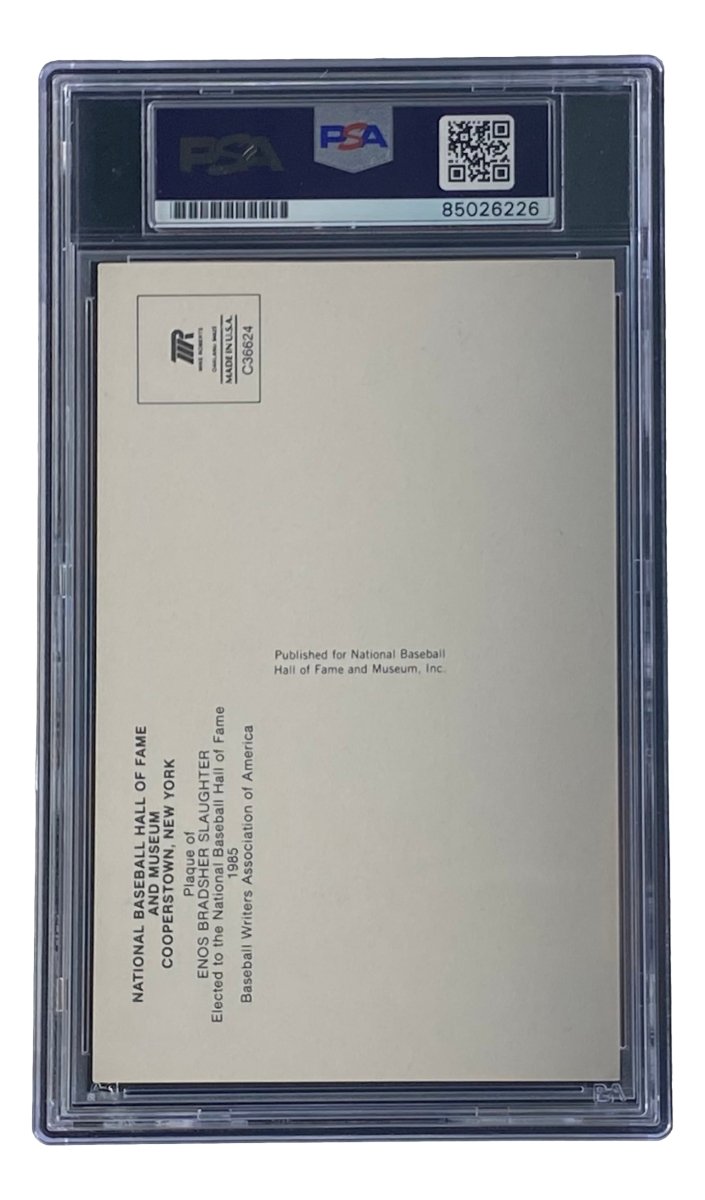 Enos Slaughter Signed 4x6 St Louis Cardinals HOF Plaque Card PSA/DNA 85026226 - Sports Integrity