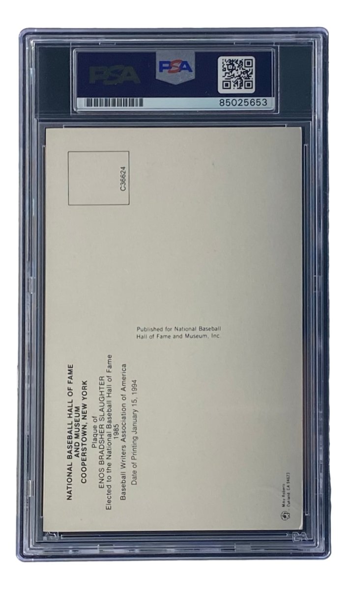 Enos Slaughter Signed 4x6 St Louis Cardinals HOF Plaque Card PSA/DNA 85025653 - Sports Integrity