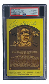 Enos Slaughter Signed 4x6 St Louis Cardinals HOF Plaque Card PSA/DNA 85025659