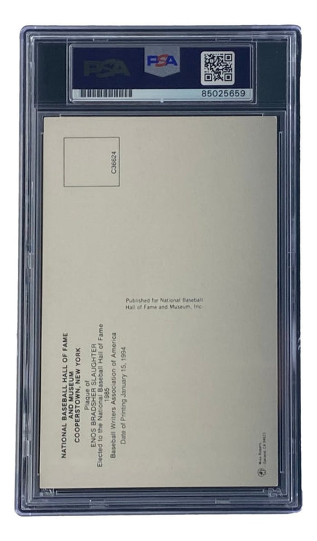 Enos Slaughter Signed 4x6 St Louis Cardinals HOF Plaque Card PSA/DNA 85025659 - Sports Integrity
