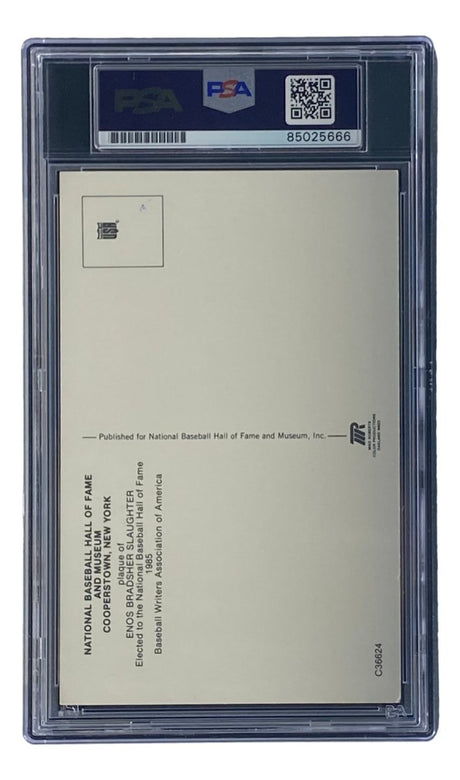 Enos Slaughter Signed 4x6 St Louis Cardinals HOF Plaque Card PSA/DNA 85025666 - Sports Integrity
