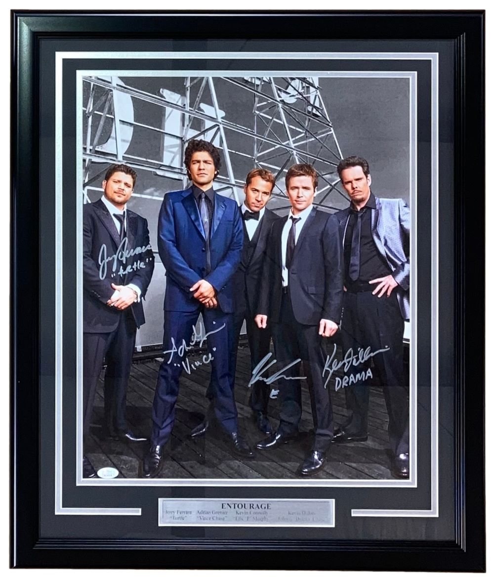 Entourage Cast Signed Framed 16x20 Entourage Suit Photo Grenier & Others JSA ITP