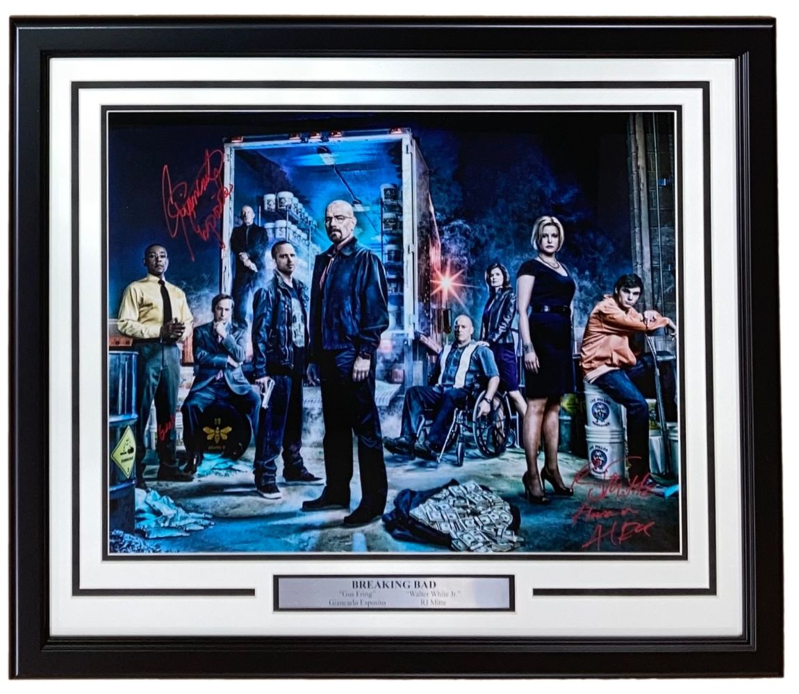 Giancarlo Esposito RJ Mitte Signed Framed 16x20 Breaking Bad Photo BAS LOA