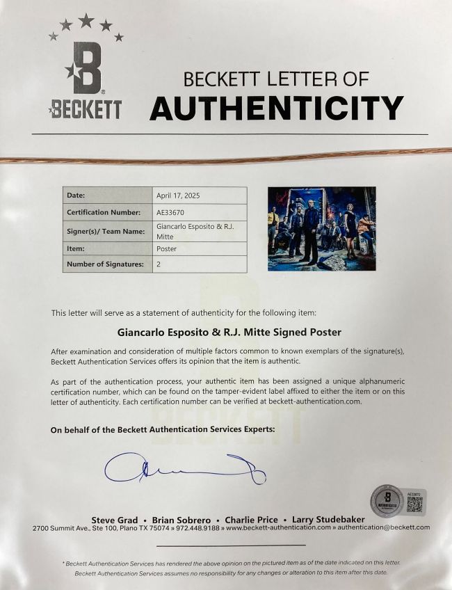 Giancarlo Esposito RJ Mitte Signed Framed 16x20 Breaking Bad Photo BAS LOA