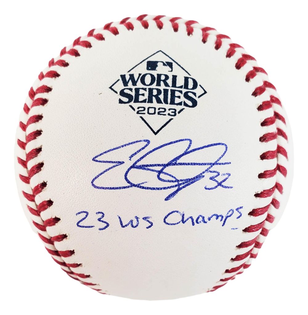 Evan Carter Texas Rangers Signed 2023 World Series Baseball 23 WS Champs BAS