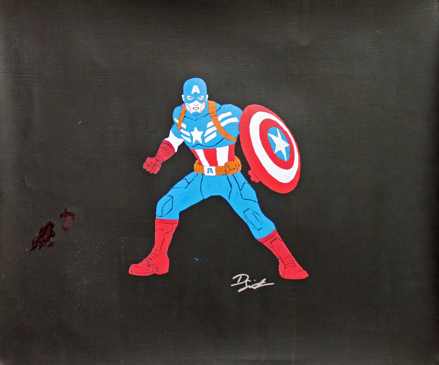 Dietrich O. Smith Signed 20x24 Original Hand Drawn Captain America Sketch Canvas