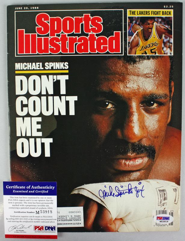 Mac Spinks Roma Boxing Michael Spinks Authentic Signed Sports Illustrated 1988 PSA/DNA ...