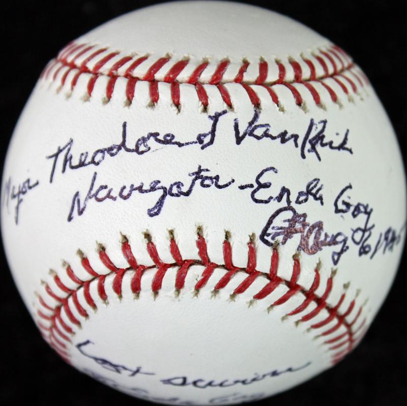 Theodore Van Kirk - Navigator Enola Gay Crew Signed OML Baseball JSA #I30597