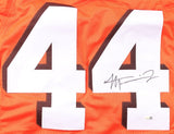 Harold Fannin Jr Cleveland Signed Orange Pro-Cut Football Jersey JSA QR