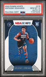 Anthony Edwards Signed 2020 Panini Hoops #216 Rookie Card 10! Auto 10! PSA Slab