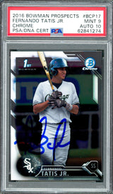 Fernando Tatis Jr Signed 2016 Bowman Chrome BP17 Rookie Card PSA Mint 9 Auto 10
