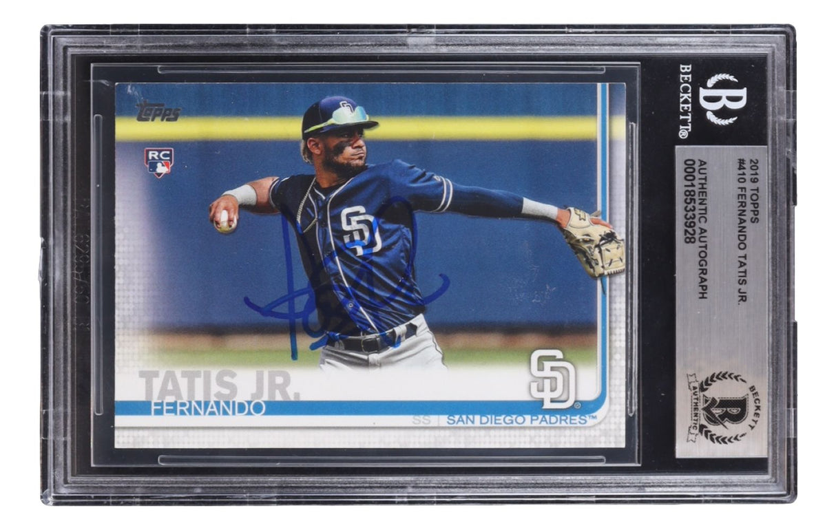 Fernando Tatis Jr Signed 2019 Topps #410 Padres Rookie Card BAS