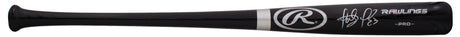 The Sports Integrity Fernando Tatis Jr San Diego Padres Signed Black Rawlings Baseball Bat (BAS) features a bold white autograph on the barrel—an excellent collectible for fans and memorabilia enthusiasts.