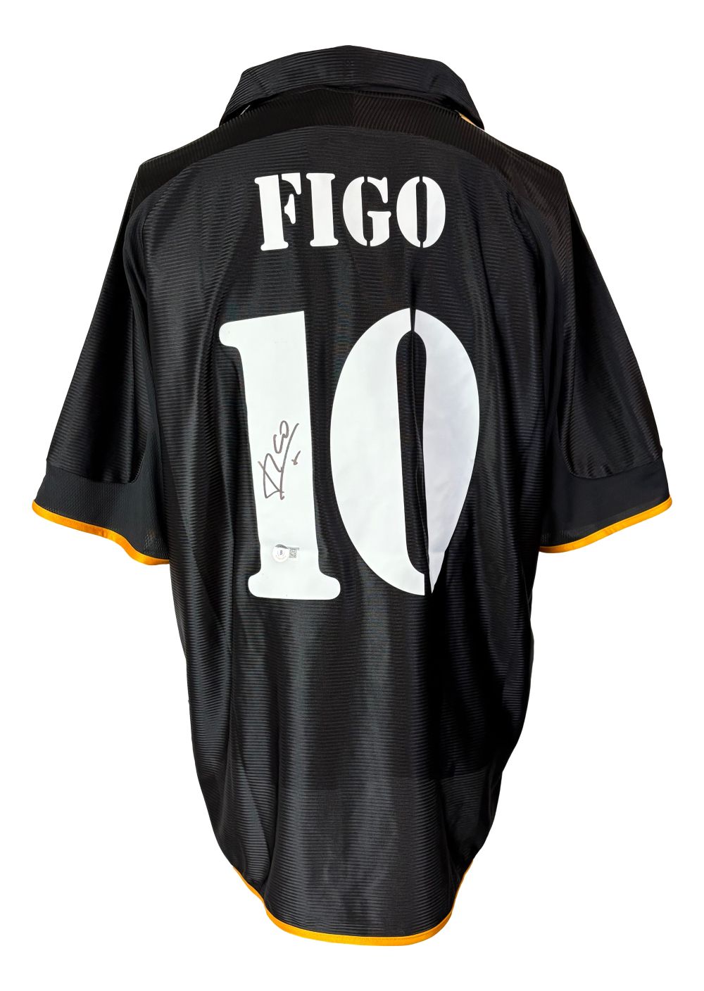Luis Figo Signed Real Madrid Black Adidas Soccer Jersey BAS
