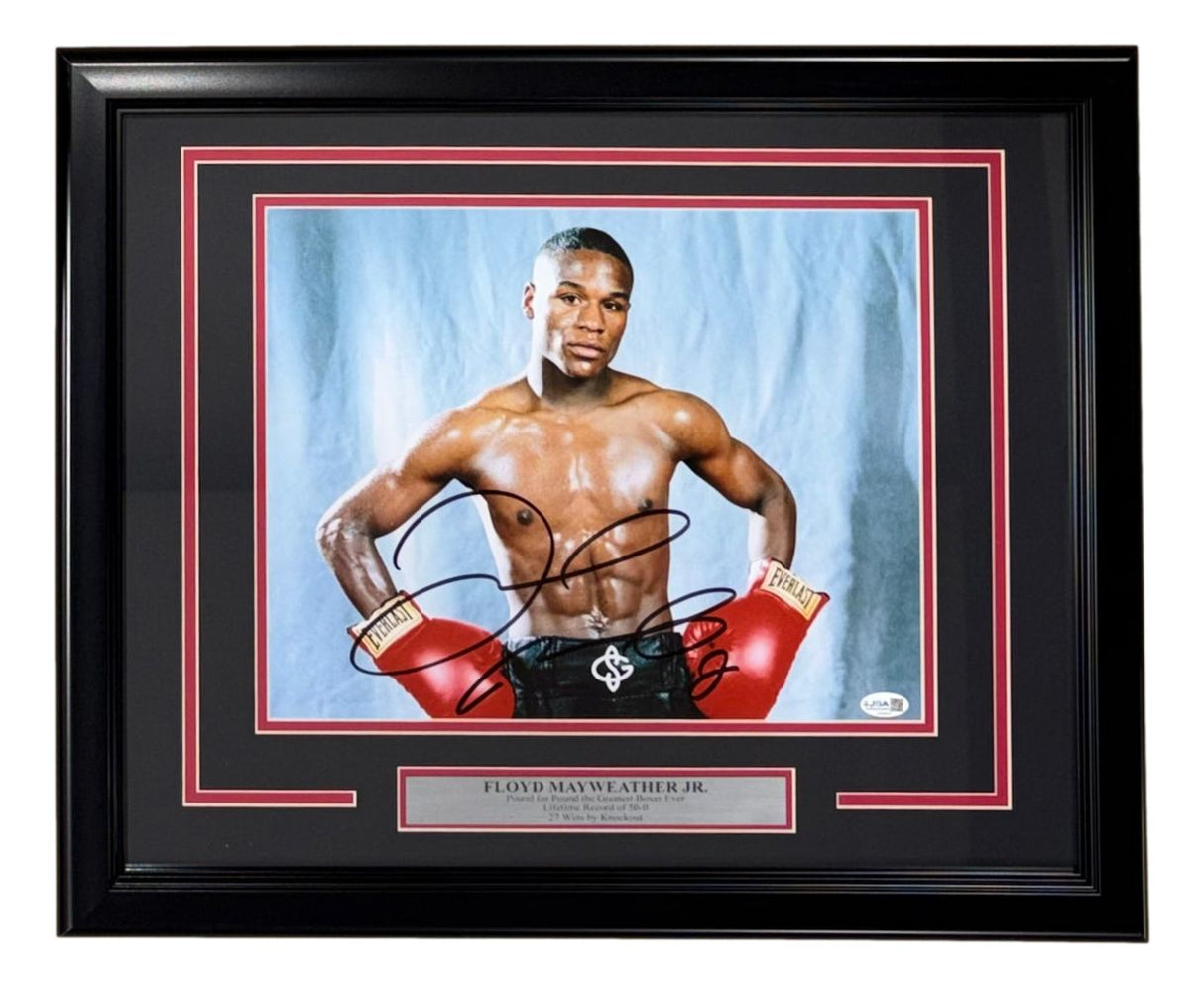 Floyd Mayweather Jr Signed Framed 11x14 Boxing Photo JSA QR