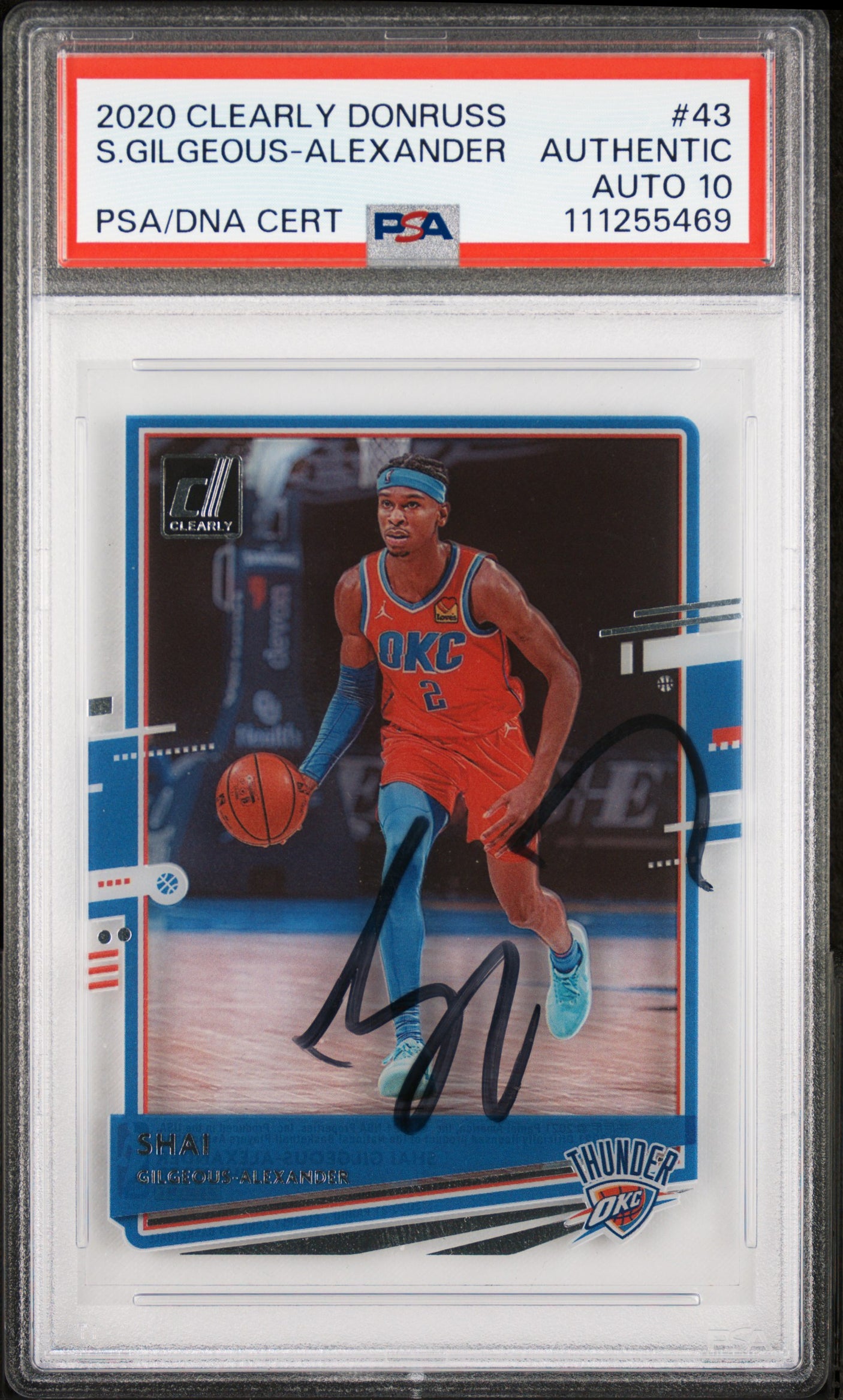 Shai Gilgeous-Alexander Signed 2020 Clearly Donruss #43 Card Auto 10 PSA Slabbed